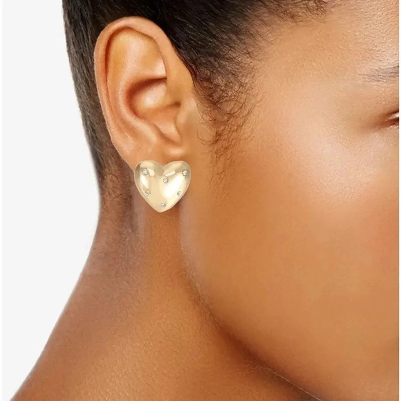 Gold Heart Crystal Earrings - Picture 4 of 4